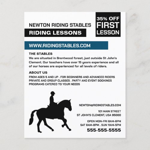 Horse Silhouette Riding Instructor Academy Flyer