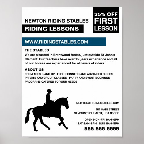 Horse Silhouette Riding Instructor Academy Poster