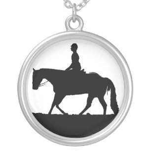 horse silhouette silver plated necklace