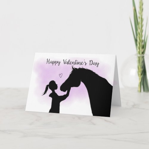 Horse Silhouette Valentines Day Holiday Card