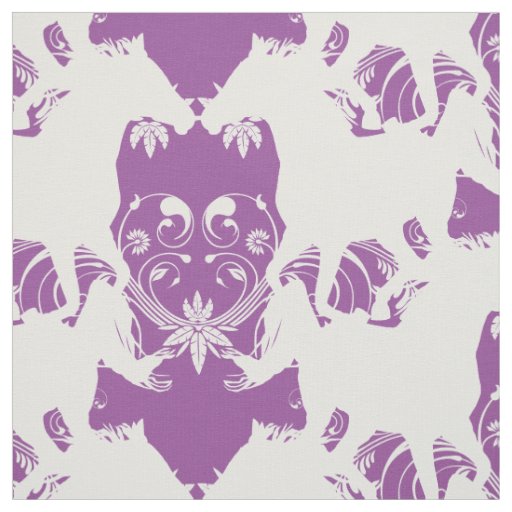 Horse silhouette white floral fabric