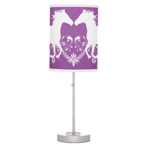 Horse silhouette white floral table lamp