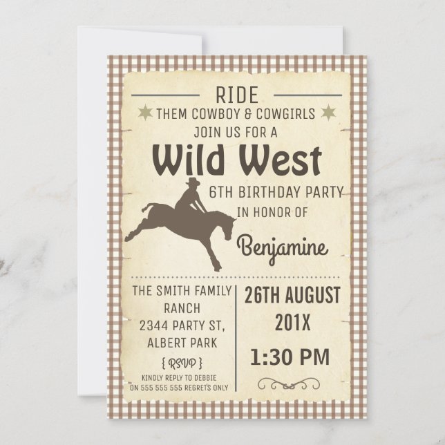 Horse Silhouette Wild West Birthday Invitation (Front)