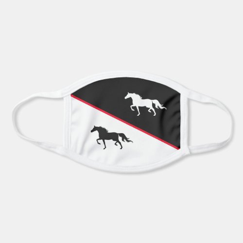 Horse silhouettes on black and white face mask