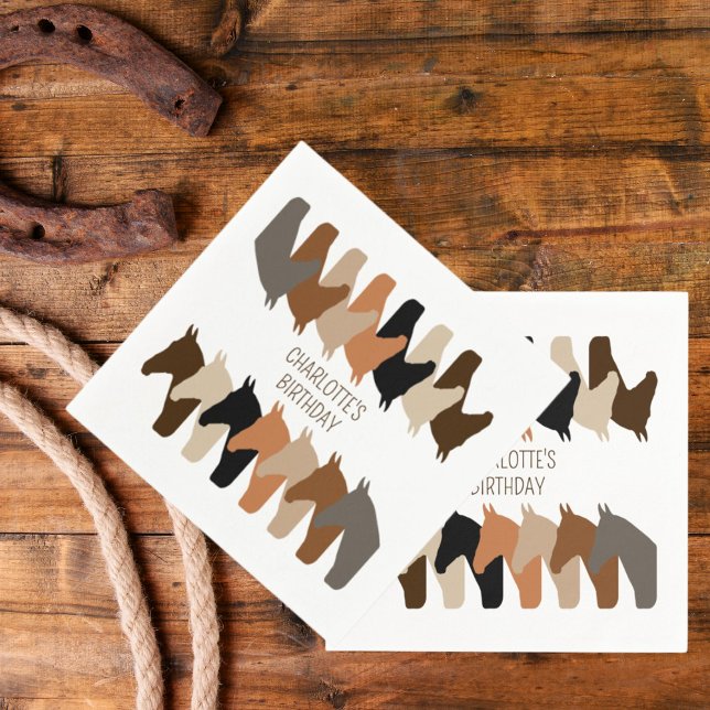 Horse Silhouettes Personalized Birthday Napkins (Creator Uploaded)