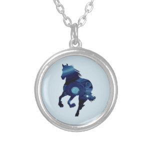 Horse Silver Plated Round Necklace
