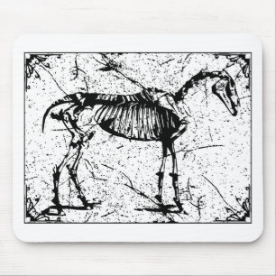 Horse Skeleton black and white Mouse Pad