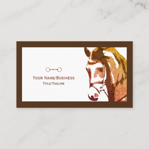 Horse Sketch and Snaffle Bit in Brown Business Card