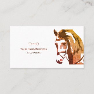Horse Sketch and Snaffle Bit in Brown Business Card