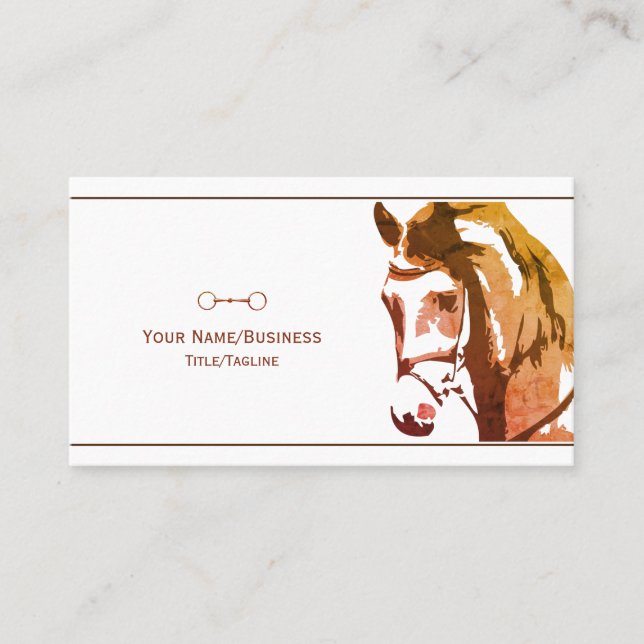 Horse Sketch and Snaffle Bit in Brown Business Card (Front)