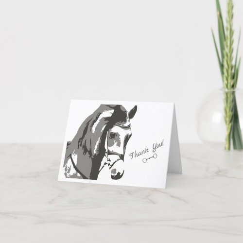 Horse Sketch and Snaffle Bit in Gray Thank You Card