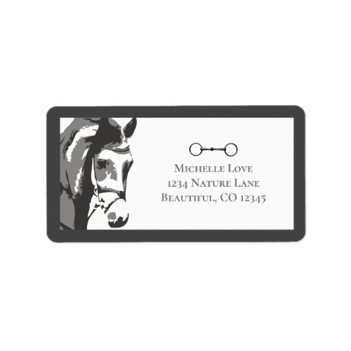 Horse Sketch and Snaffle Bit in Grey Address Label