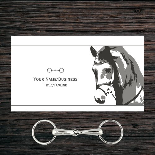 Horse Sketch and Snaffle Bit in Grey Business Card