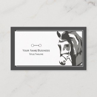 Horse Sketch and Snaffle Bit in Grey Business Card