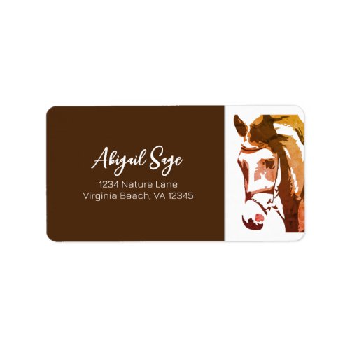 Horse Sketch in Grey and White Address Label