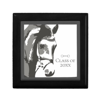Horse Sketch, Snaffle Bit Grey Graduation Class of Gift Box
