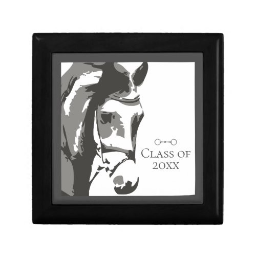 Horse Sketch Snaffle Bit Grey Graduation Class of Gift Box