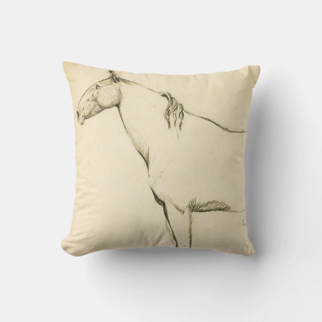 Horse Sketch Throw Pillow (Front)
