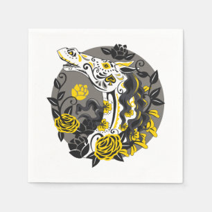 Horse Skull with Yellow Roses Day of the Dead Napkins