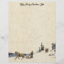 Horse Sleigh Family Christmas Letter Writing Paper