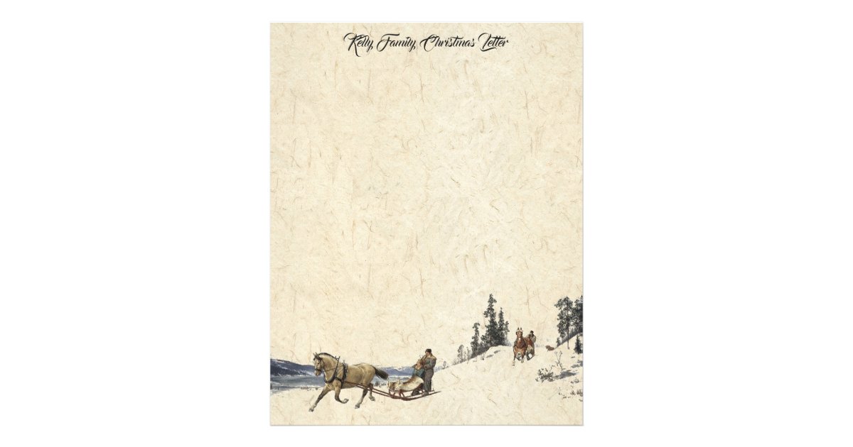 Horse Sleigh Family Christmas Letter Writing Paper Zazzle Com
