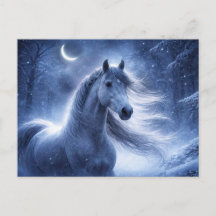 Horse Snow Christmas Night Yule