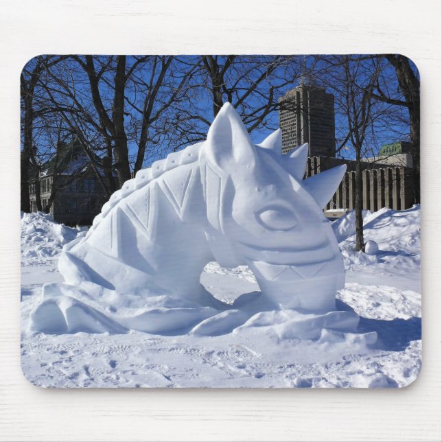 Horse Snow Sculpture, Quebec, Canada Mouse Pad (Front)