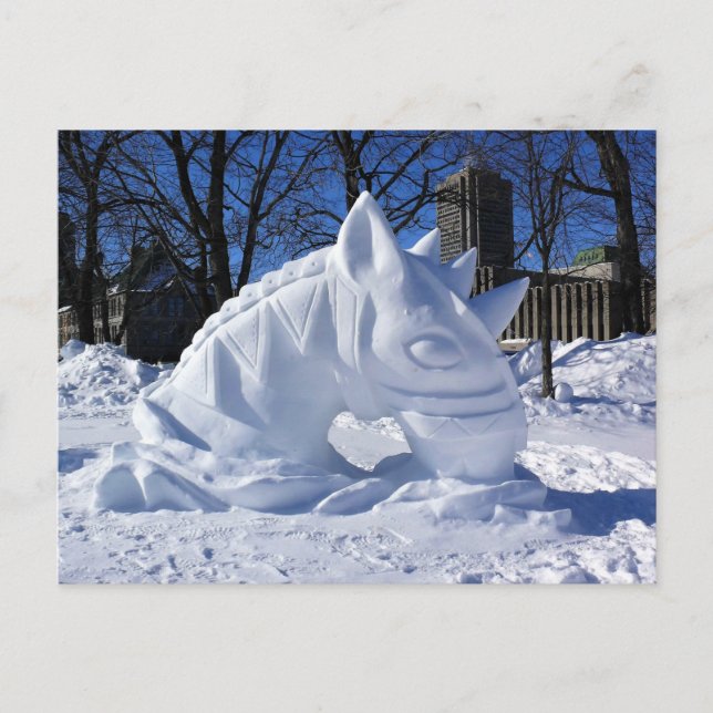 Horse Snow Sculpture, Quebec, Canada Postcard (Front)