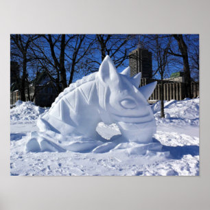 Horse Snow Sculpture, Quebec, Canada Poster