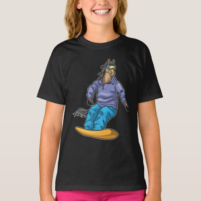 Horse Snowboard Winter sports T-Shirt (Front)
