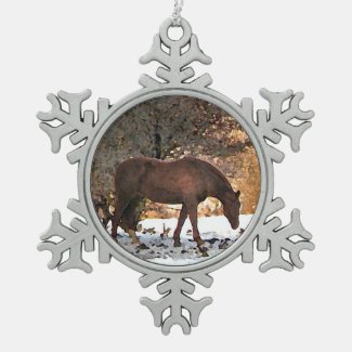Horse Snowflake Pewter Christmas Ornament