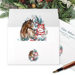 Horse snowman Christmas watercolor elegant Envelope<br><div class="desc">Horse and snowman personalized Christmas design with elegant Christmas wreath and beautiful white and red ornament for horse lovers.</div>