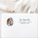 Horse snowman Christmas watercolor elegant Label<br><div class="desc">Horse and snowman personalized Christmas design with elegant Christmas wreath and beautiful white and red ornament for horse lovers.</div>