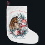 Horse snowman Christmas watercolor elegant Small Christmas Stocking<br><div class="desc">Horse and snowman personalized Christmas design with elegant Christmas wreath and beautiful white and red ornament for horse lovers.</div>