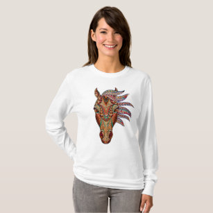 horse spirit geometric fractal animal pattern T-Shirt