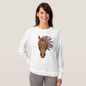 Horse Spirit Geometric Fractal Animal Pattern T-shirt by funny_tshirt at Zazzle