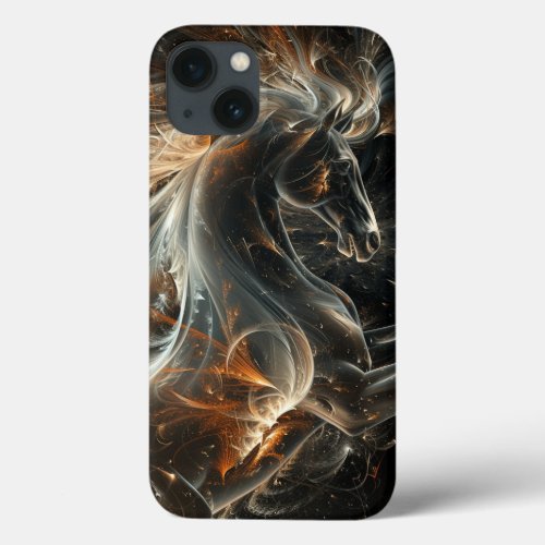 Horse Spirit Silhouette Modern Abstract Fractal iPhone 13 Case