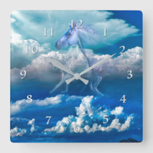 Horse Spirit SKY RIDERS Square Wall Clock