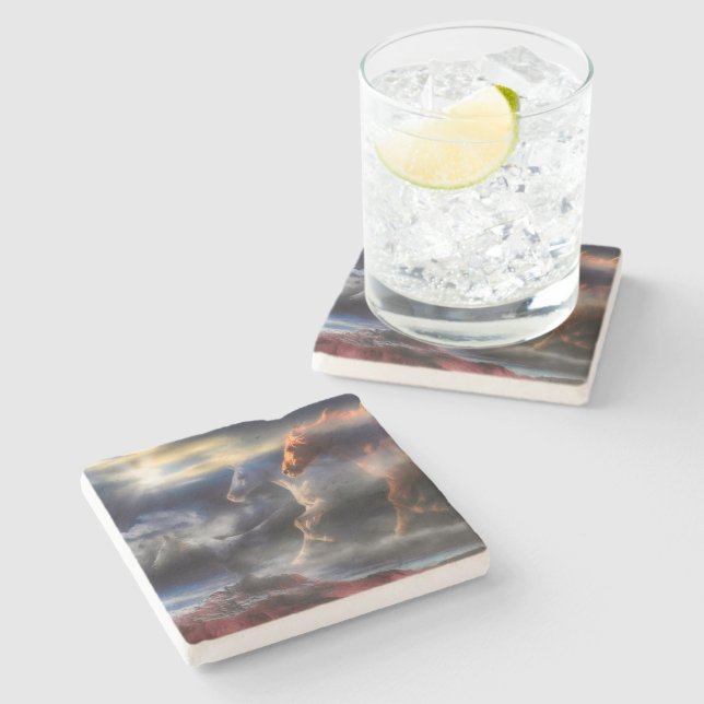 Horse Spirits "RUN TILL TOMORROW" Stone Coaster (Side)