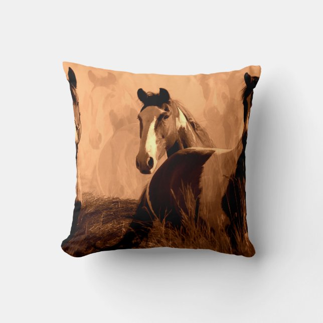 Horse Spirits -  Wild Horses Throw Pillow (Front)