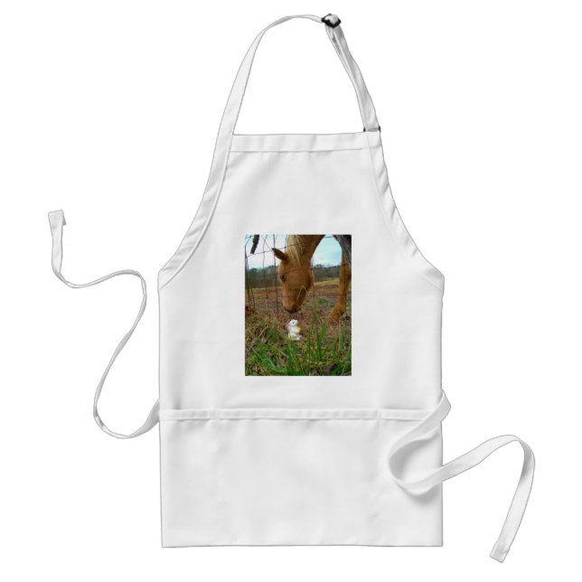 horse & Spring flower Bunny Adult Apron (Front)