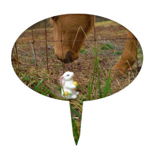 horse & Spring flower Bunny Cake Topper