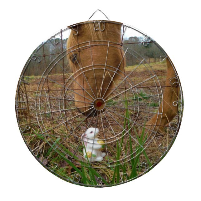 horse & Spring flower Bunny Dartboard With Darts (Front)