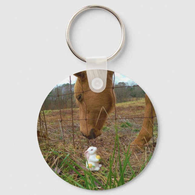 horse & Spring flower Bunny Keychain (Front)