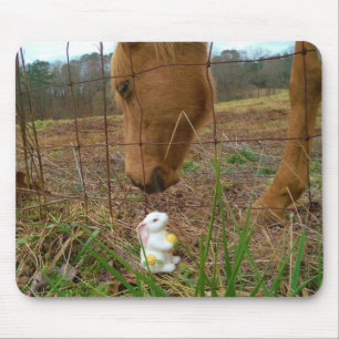 horse & Spring flower Bunny Mouse Pad