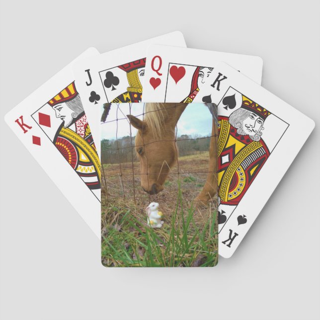 horse & Spring flower Bunny Poker Cards (Back)