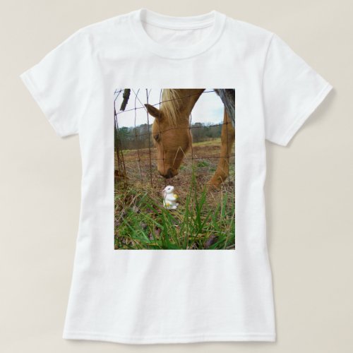 horse  Spring flower Bunny T_Shirt