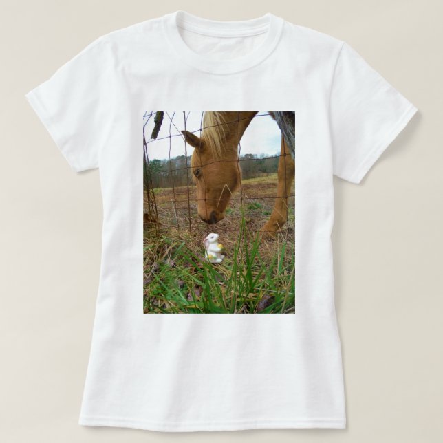 horse & Spring flower Bunny T-Shirt (Design Front)