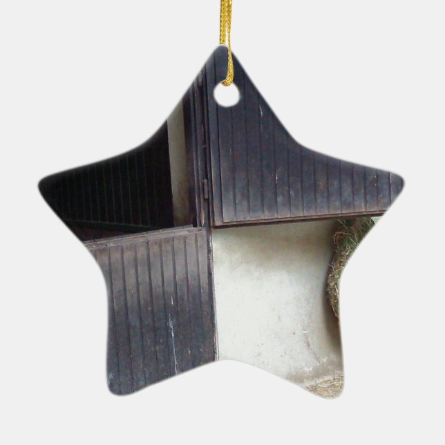 Horse Stable Door Ceramic Ornament (Back)