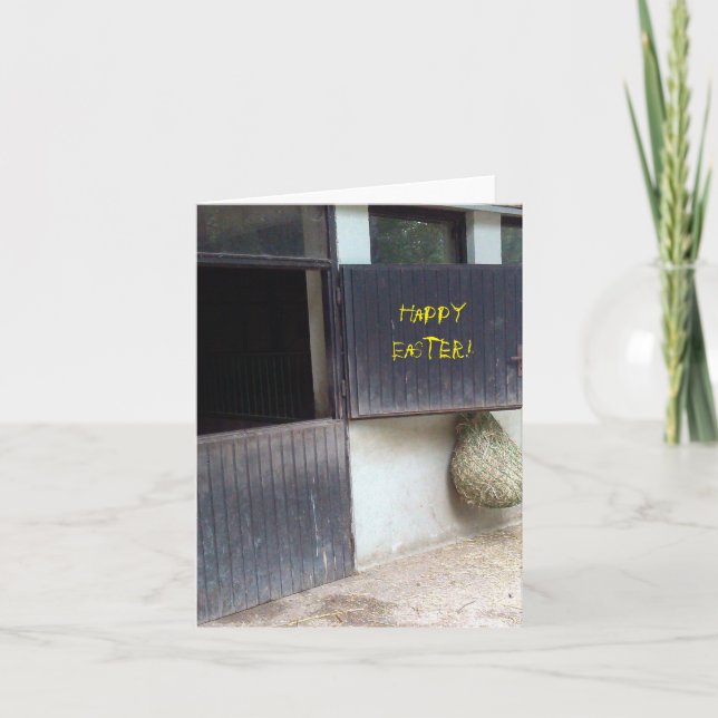 Horse Stable, Happy Easter Card (Front)
